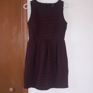 Wine purple and black stripes dress